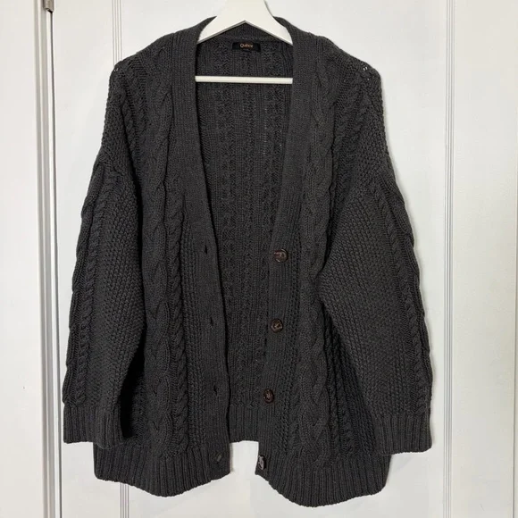 Quince 100% Organic Cotton Oversized Cable Cardigan size medium - Picture 8 of 13